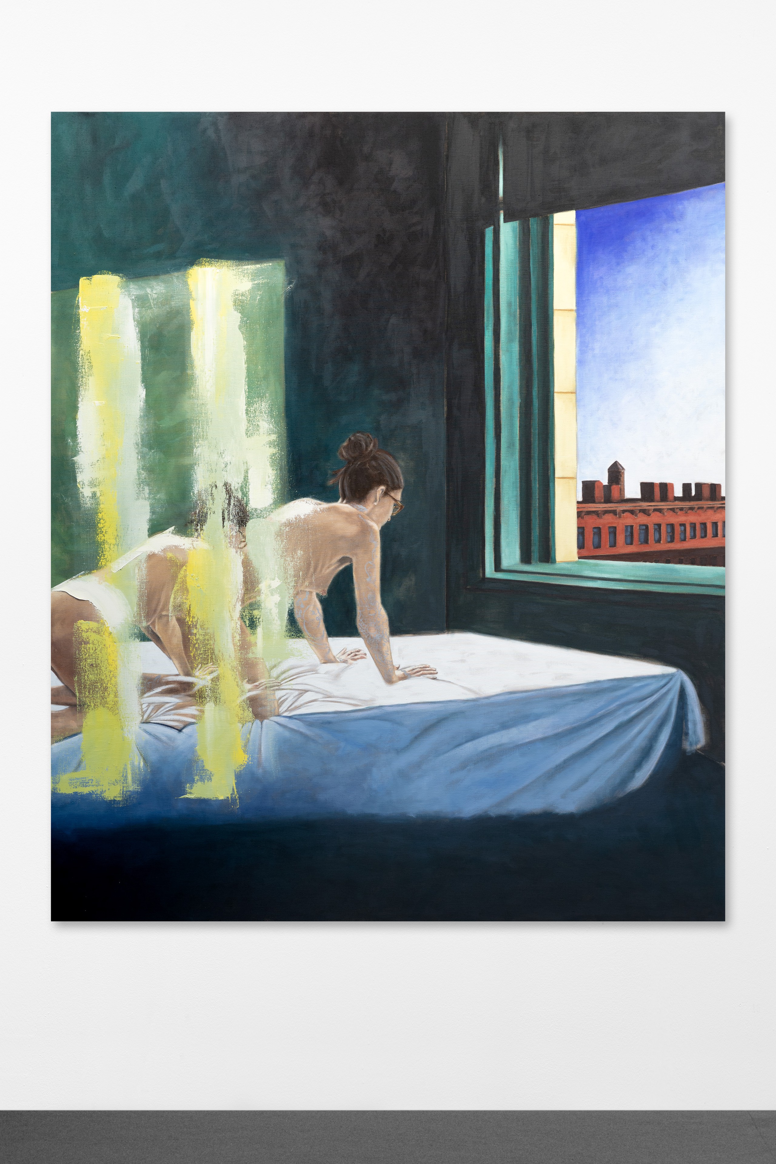 Jeanette Mundt, right and not accurate, 2022, oil on linen, 182.9 x 152.4 x 3 cm, 72 x 60 x 1 in