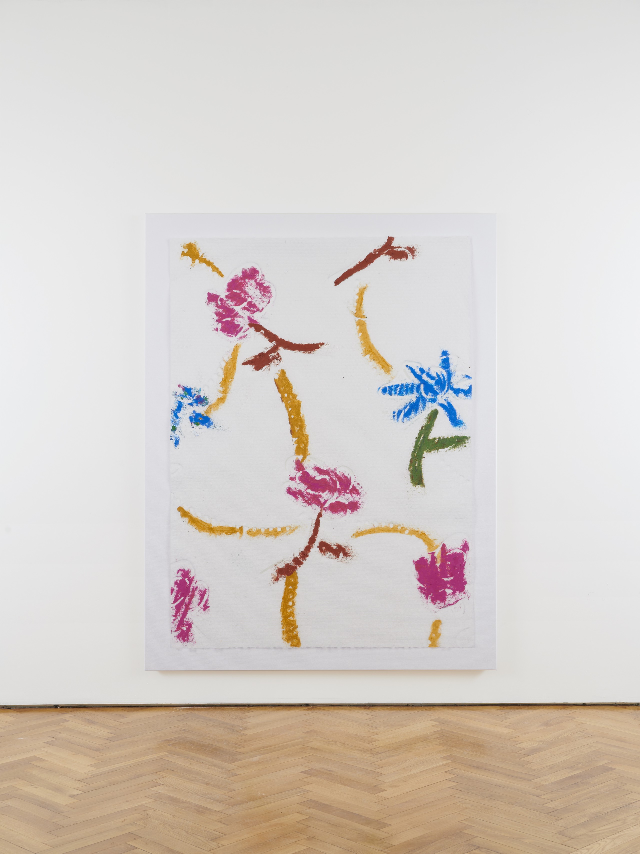 Kaspar Müller, Untitled, 2020, UV cured ink and Sennelier oil pastel on canvas, 210 x 160 x 3 cm