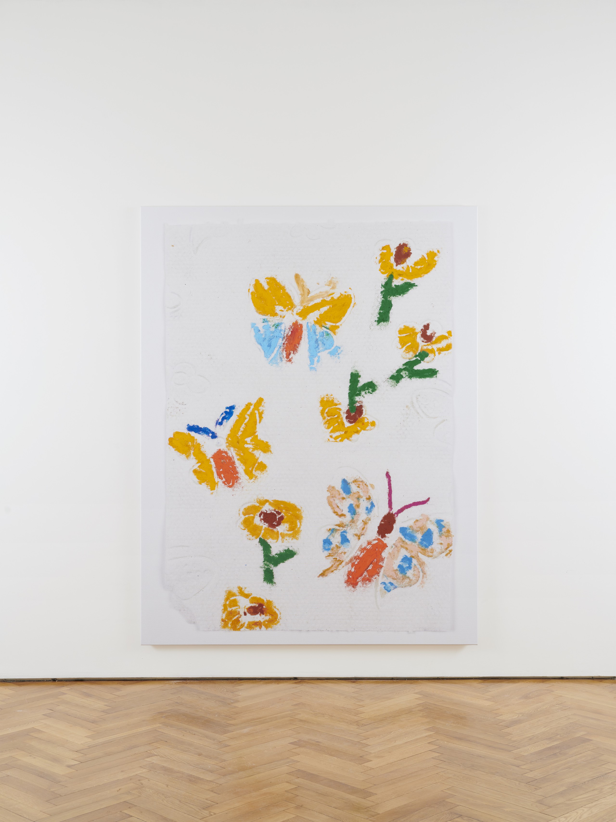 Kaspar Müller, Untitled, 2020, UV cured ink and Sennelier oil pastel on canvas, 210 x 160 x 3 cm