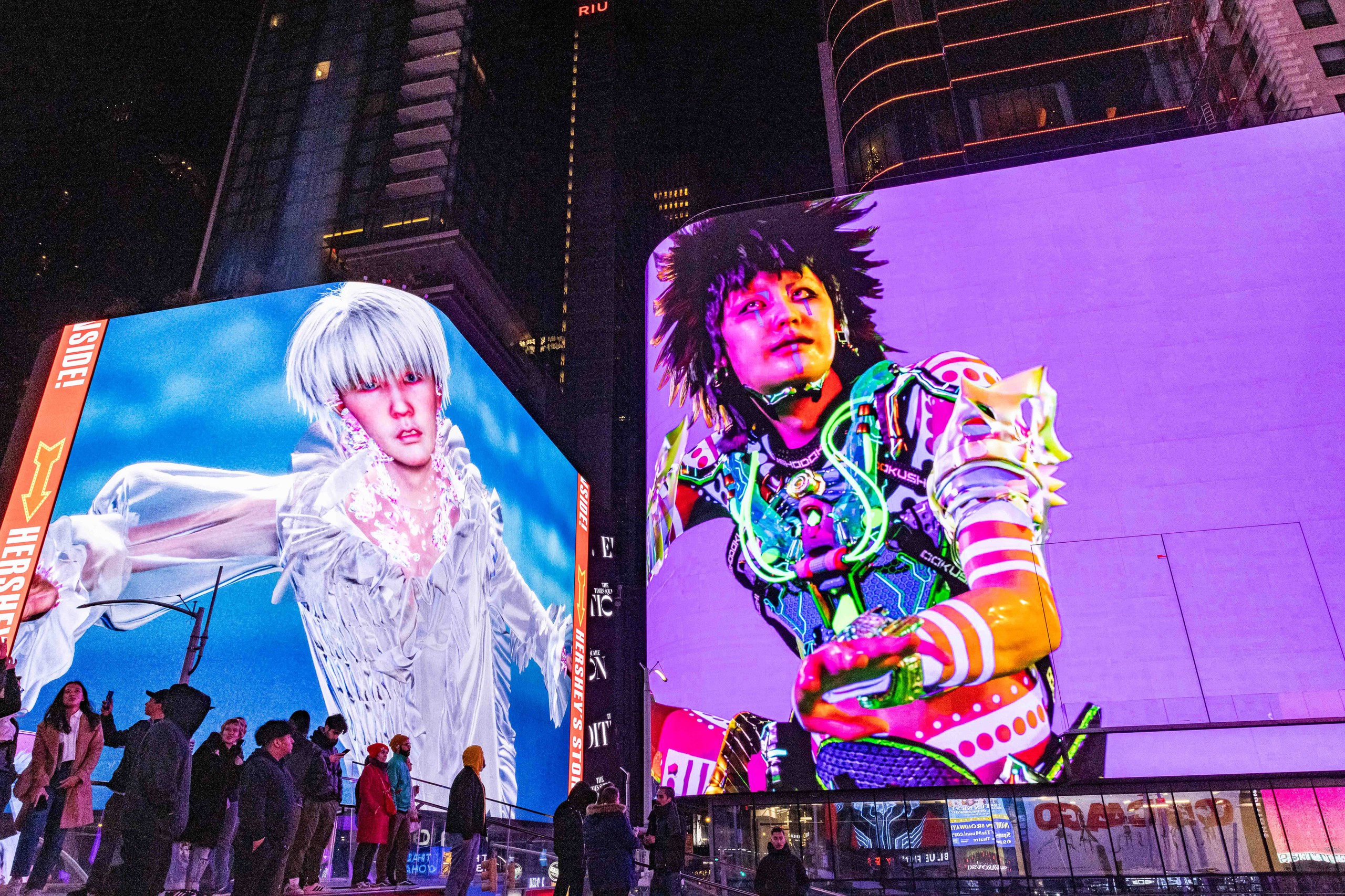 Installation view, Doku: Digital Reincarnation, Times Square Arts, Times Square, New York, 2023