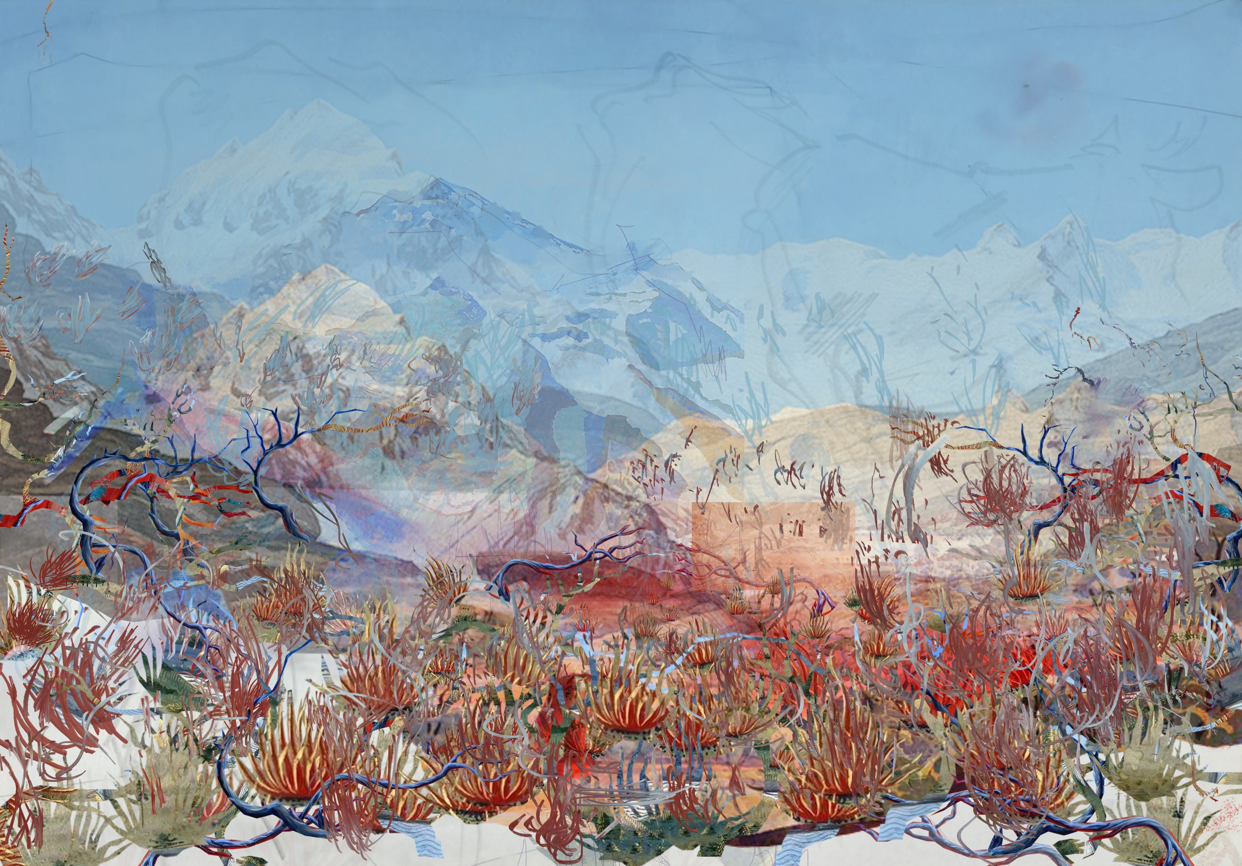 Petra Cortright, BENGAL TIGER_beurteilungsschreiben Better Homes and Gardens, 2021, Digital painting on anodized aluminum, 149.9 x 215.9 x 3 cm, 59 1/2 x 85 x 1 1/2 in