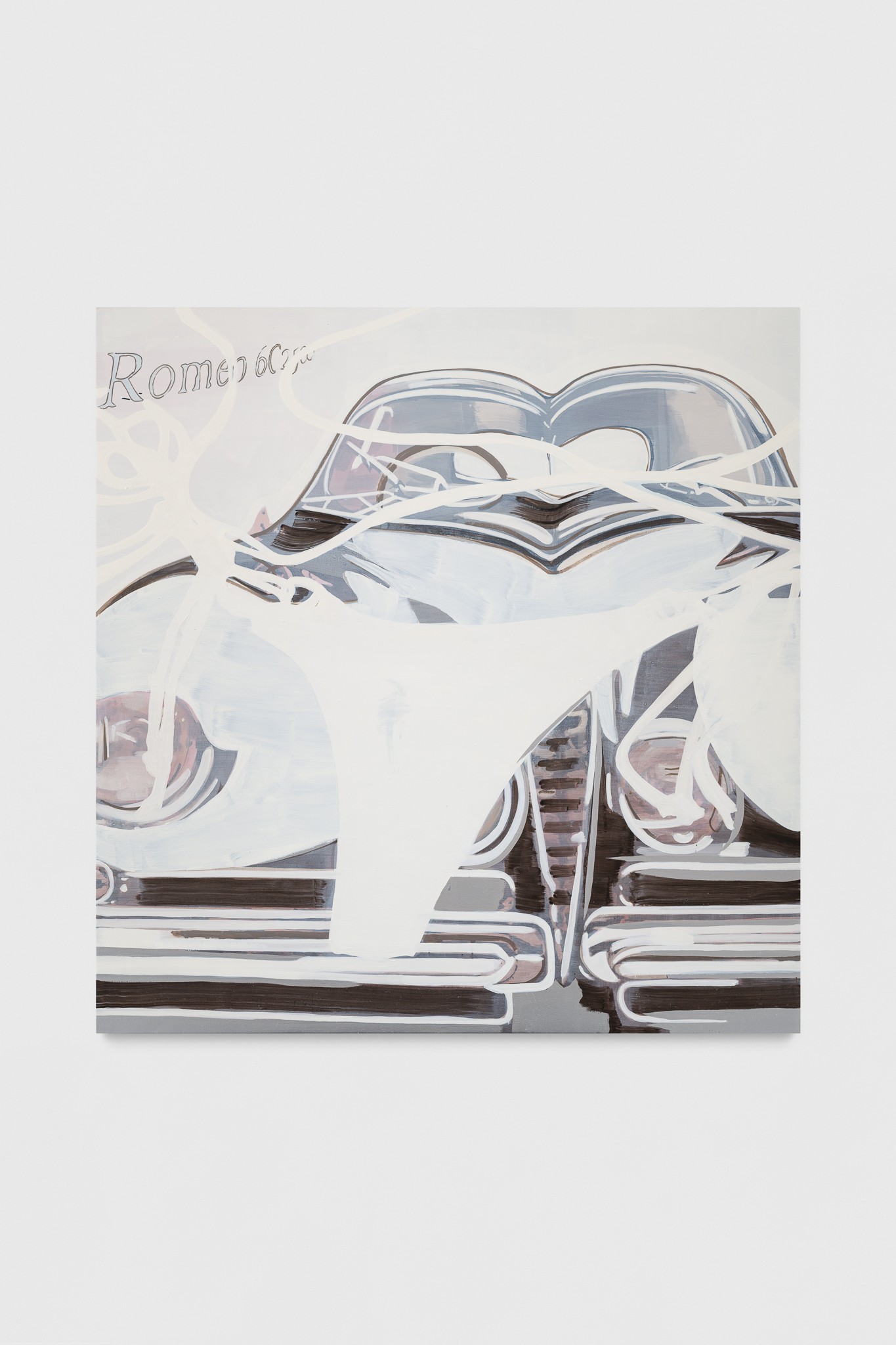 Andrea Fourchy, Alpha Romeo, 2022, oil and acrylic on canvas, 182.9 x 177.8 x 2.5 cm