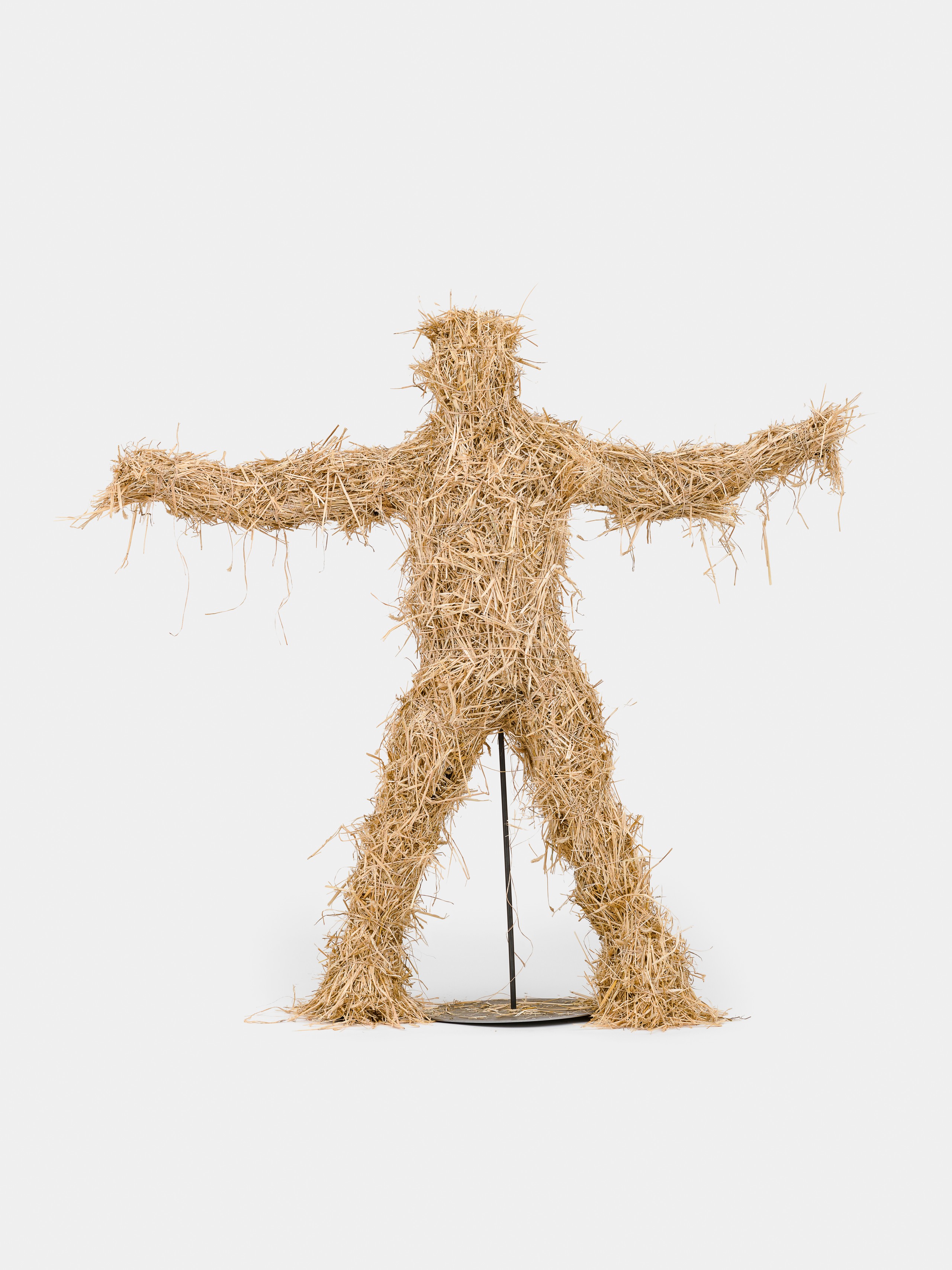 Kaspar Müller, Untitled, 2022, Straw, fiberglass, wood, steel 195 × 210 × 65 cm, 77 × 82 1/2 × 25 1/2 in
