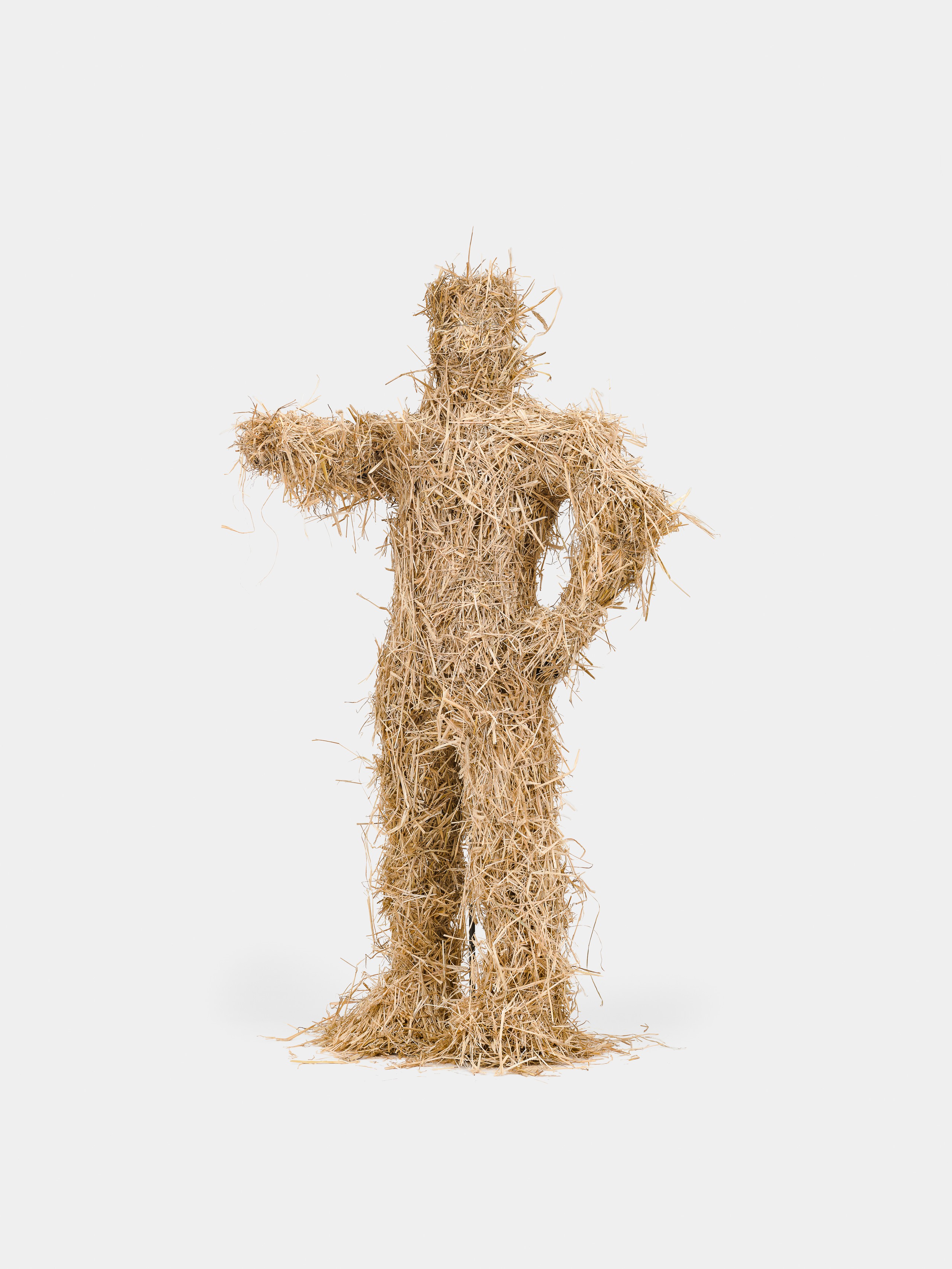 Kaspar Müller, Untitled, 2022, Straw, fiberglass, wood, steel 200 × 110 × 100 cm, 78 1/2 × 43 1/2 × 39 1/2 in