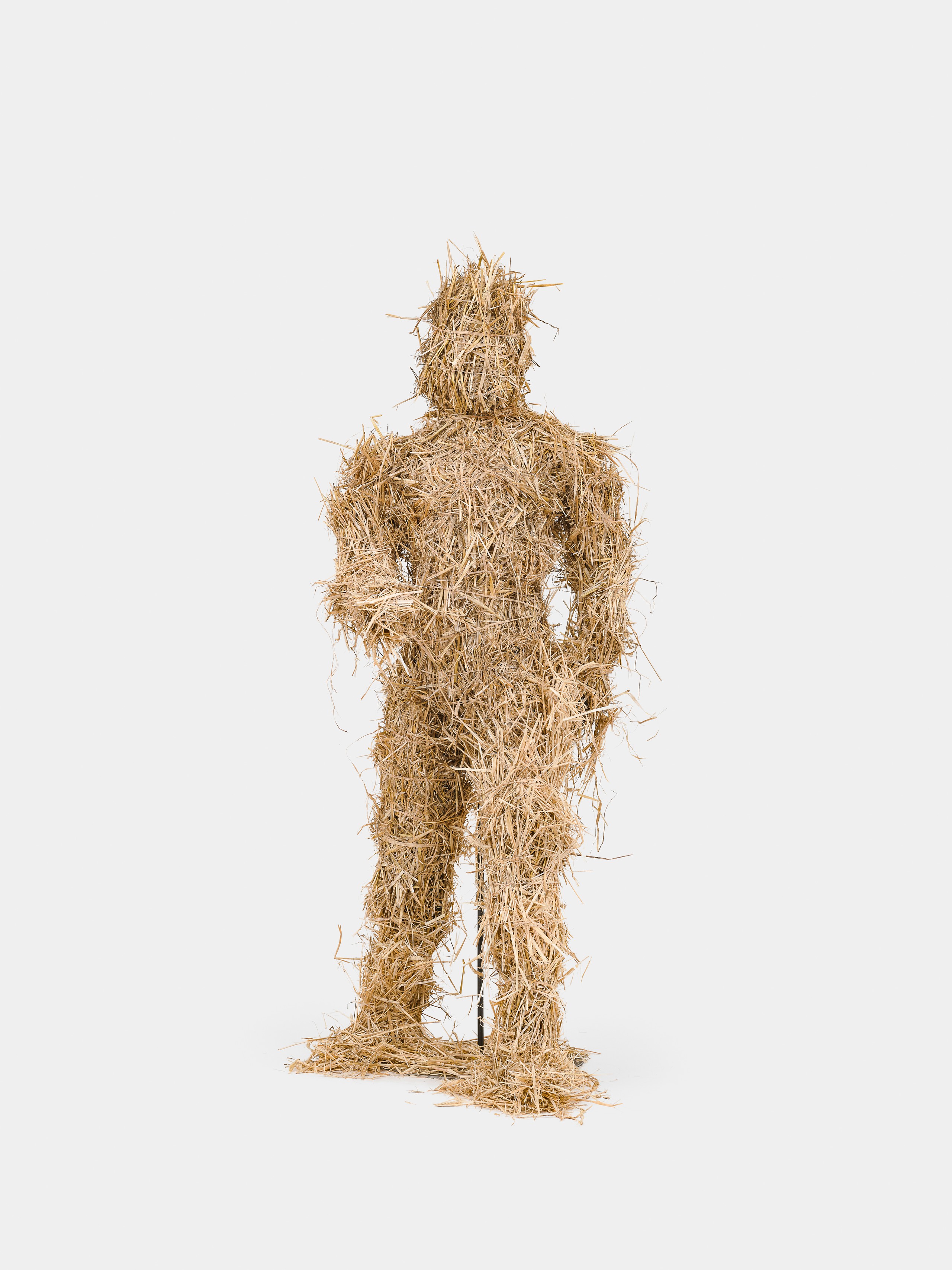 Kaspar Müller, Untitled, 2022, Straw, fiberglass, wood, steel 200 × 80 × 115 cm, 78 1/2 × 31 1/2 × 45 1/2 in