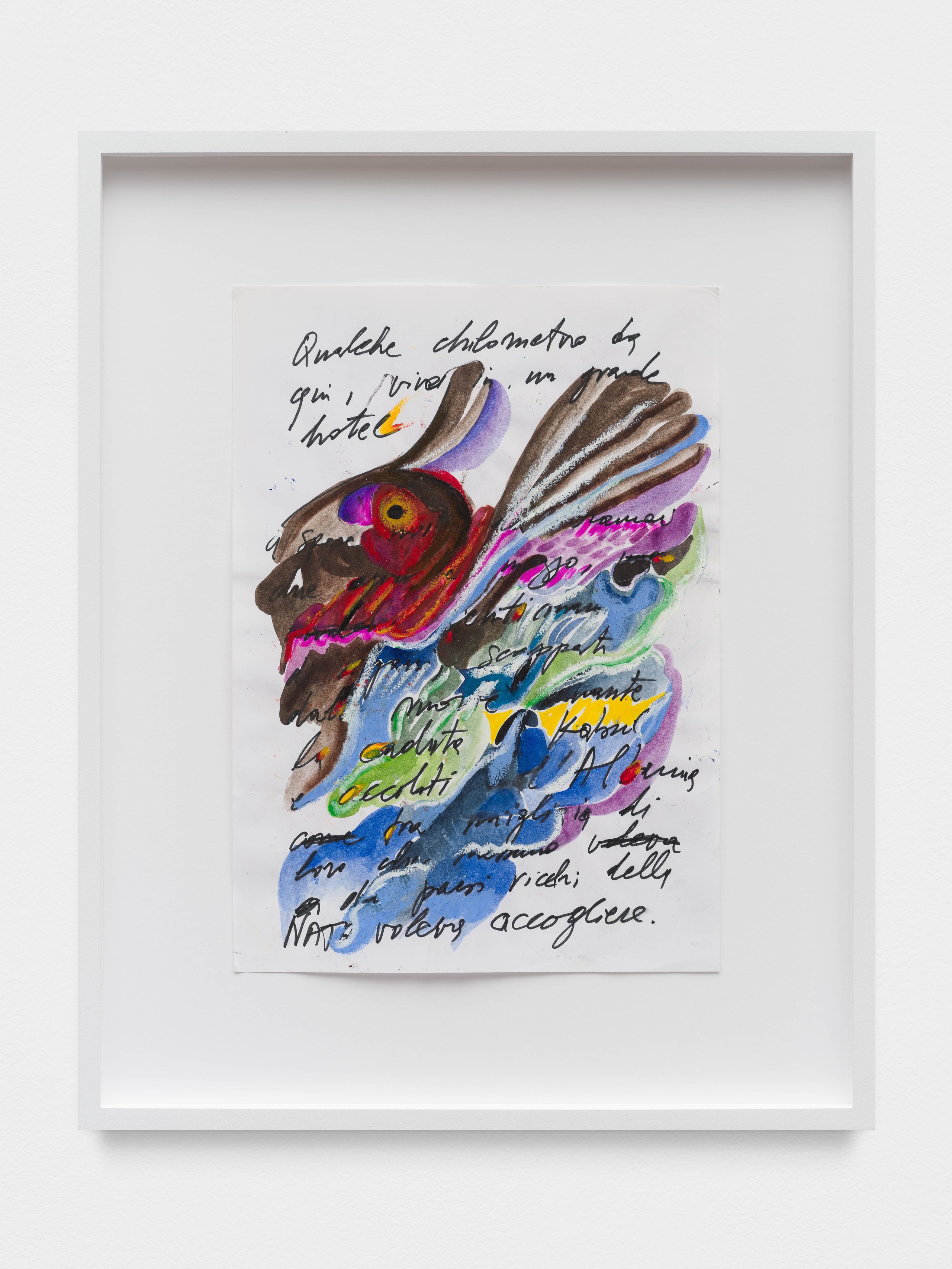 Edi Rama, Untitled, 2025, oil stick, watercolour and felt pen on paper, 43 x 34 x 3 cm // 17 x 13 1/2 x 1 in