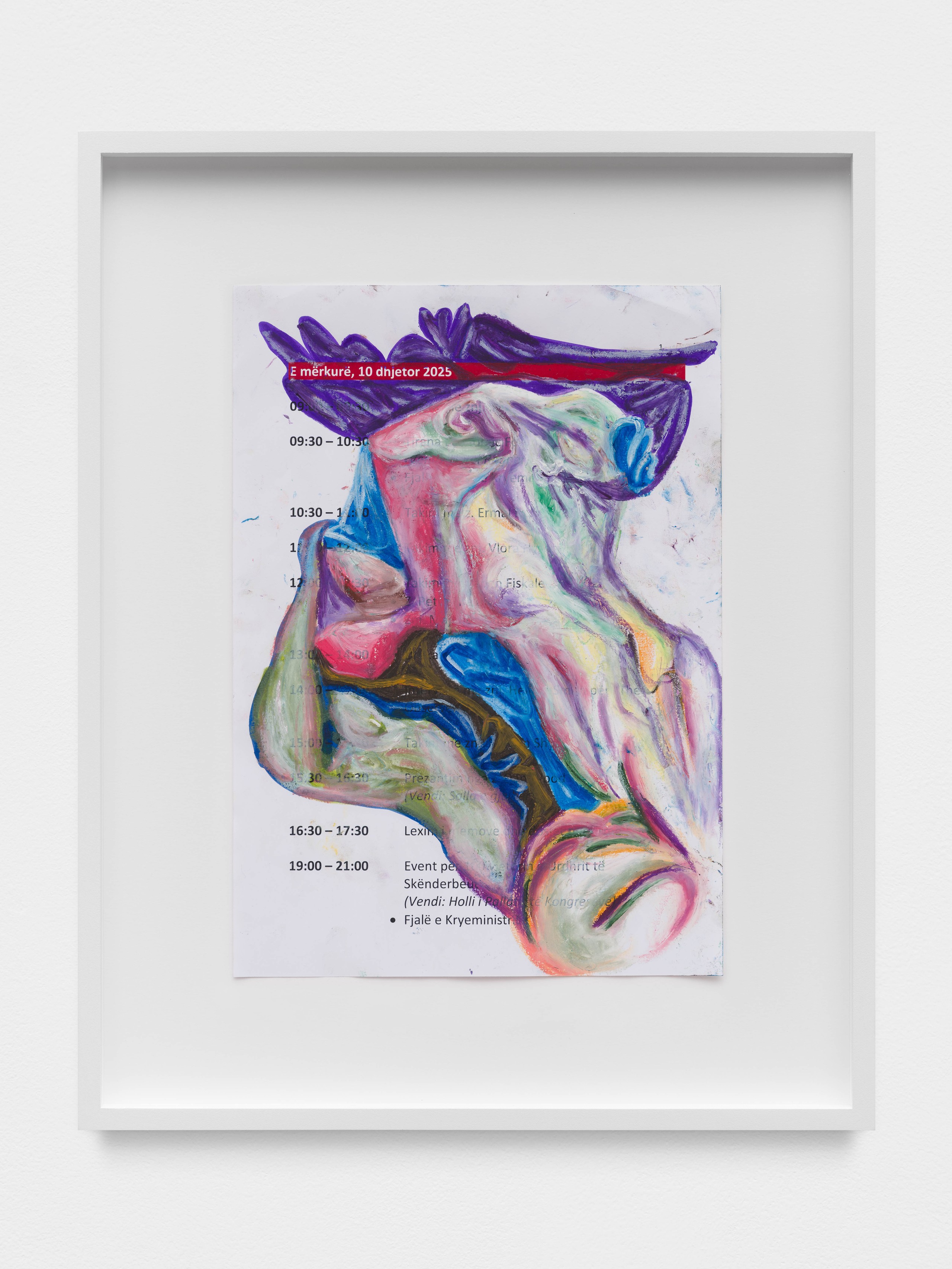 Edi Rama, Untitled, 2026, oil stick and felt pen on paper, 43 x 34 x 3 cm // 17 x 13 1/2 x 1 in