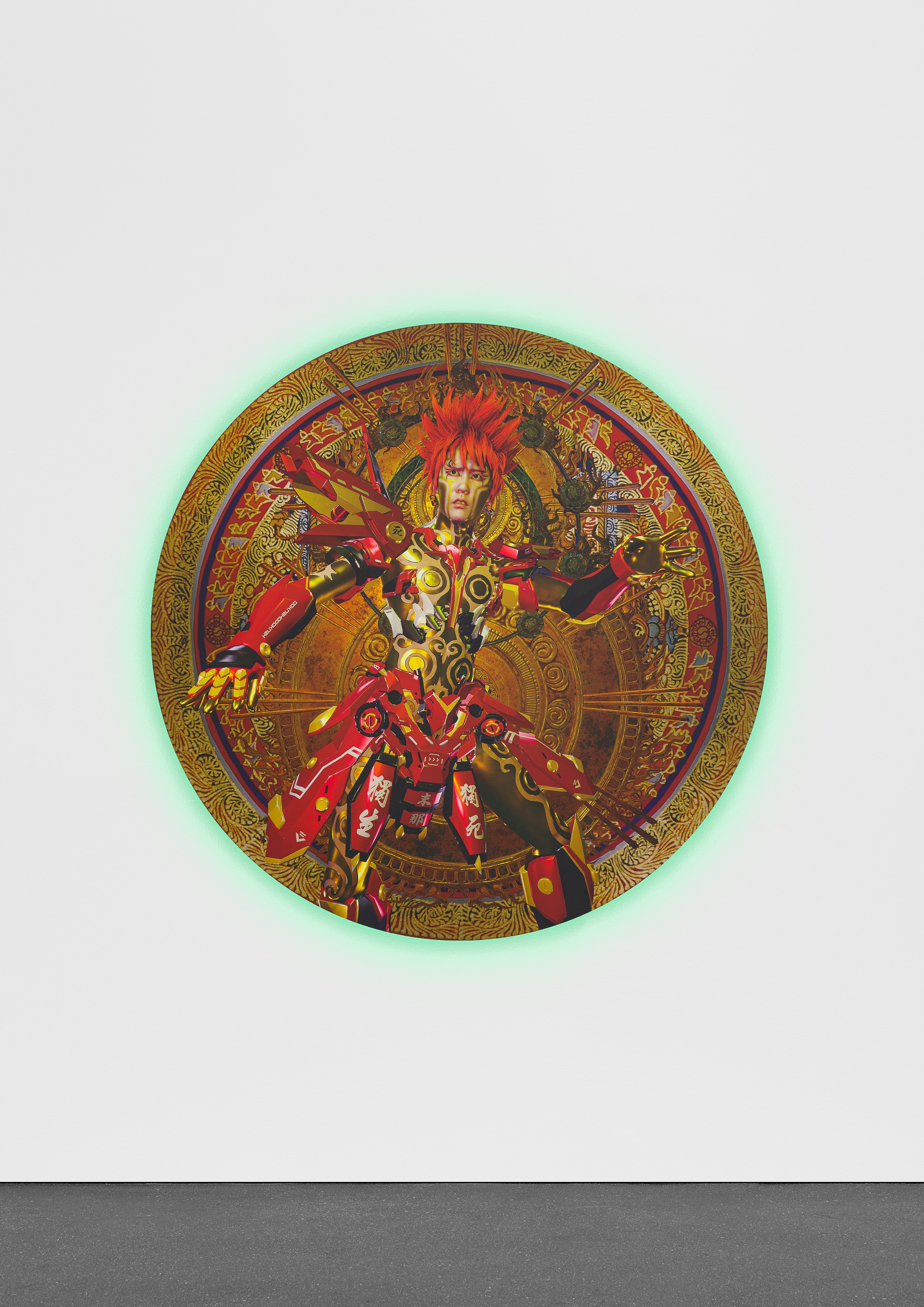 Lu Yang, DOKU - Asura - Bardo #1, 2022, UV Inkjet Print on Aluminum Dibond LED light system, 120 x 120 x 4 cm, 47 x 47 x 1 1/2 in