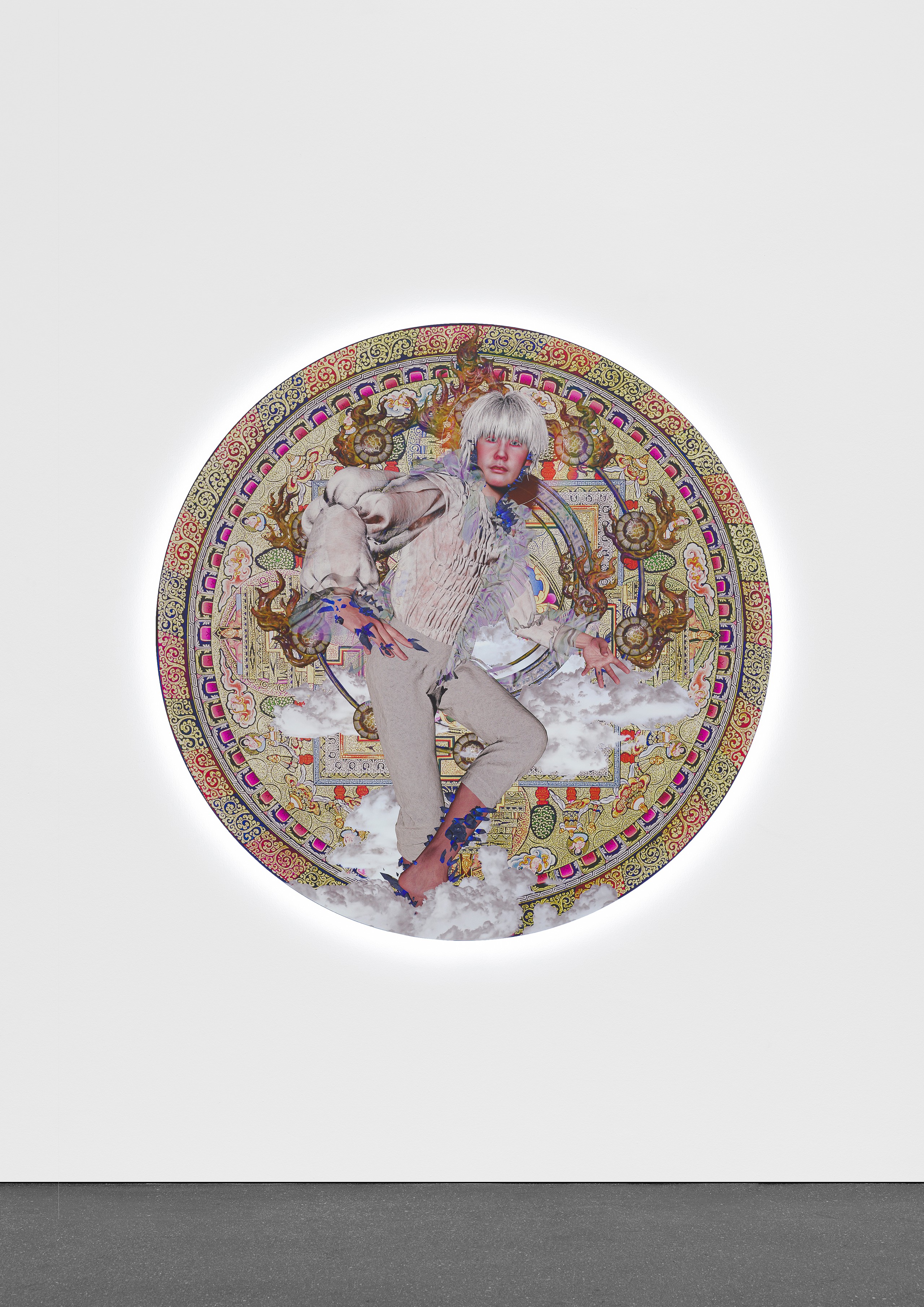 Lu Yang, DOKU - Heaven - Bardo #1, 2022, UV Inkjet Print on Aluminum Dibond LED light system, 120 x 120 x 4 cm, 47 x 47 x 1 1/2 in