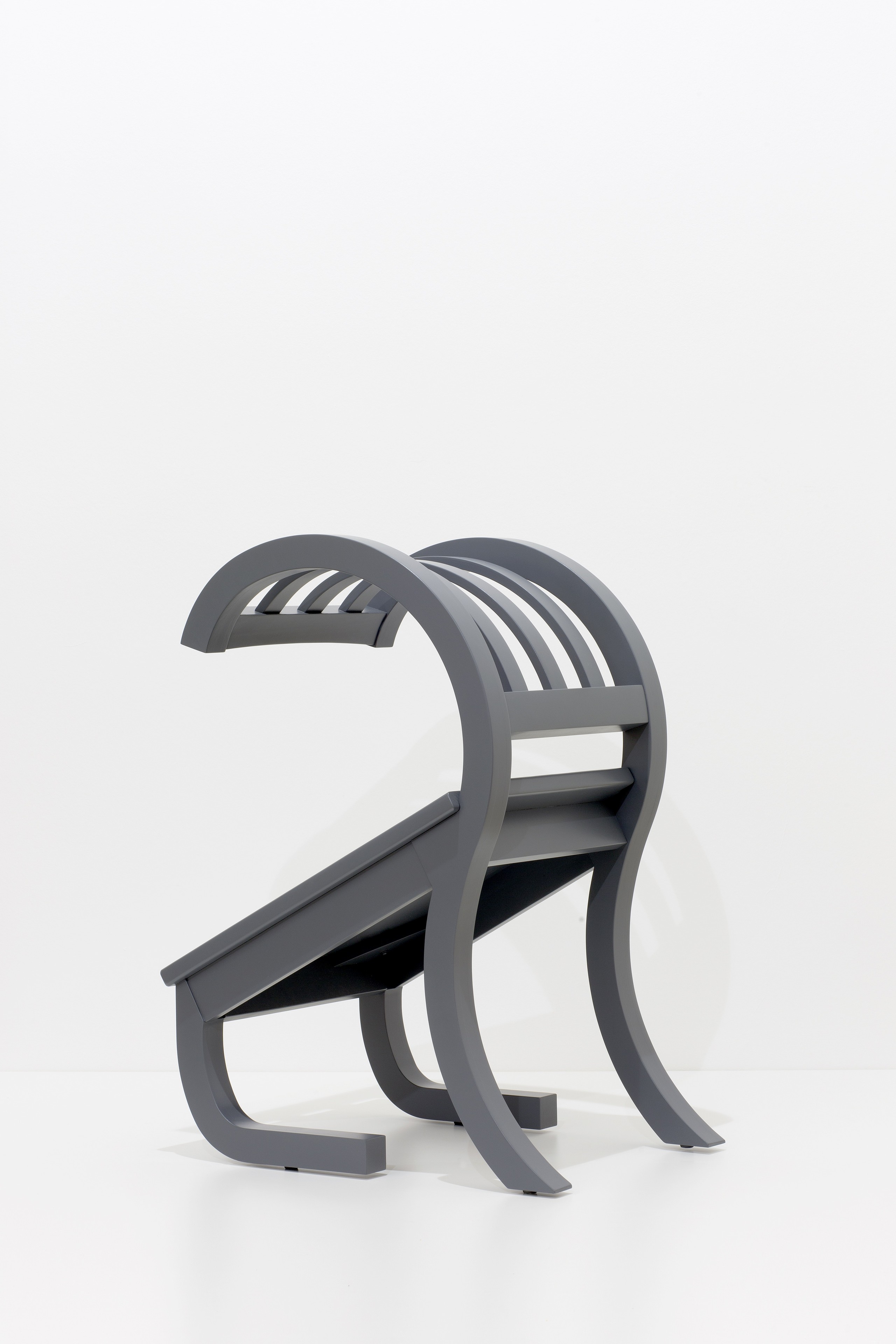Bunny Rogers, Sad Chair II, 2015, Wood, grey paint, 92 x 48 x 58 cm / 36 1/4 x 19 x 22 3/4 in